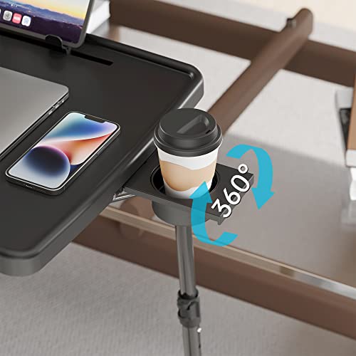 X TV Tray Table, Allpop Large TV Dinner Tray for Eating, Adjustable Folding Laptop Table with Book Stand, Cup Holder & Tablet Slot on Couch & Bed, Black - color: Black