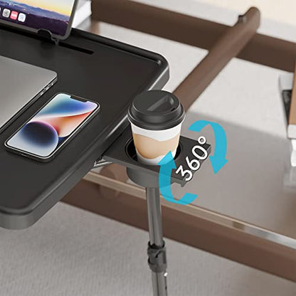 X TV Tray Table, Allpop Large TV Dinner Tray for Eating, Adjustable Folding Laptop Table with Book Stand, Cup Holder & Tablet Slot on Couch & Bed, Black - color: Black