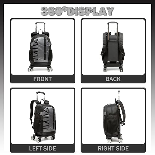 HTgroce Rolling Backpack with Wheels for Boys Roller Wheels Backpacks Big Kids Laptop Luggage Travel Suitcase for Teen Boys - color: 04