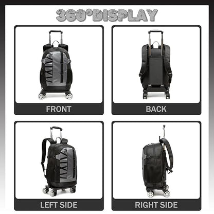 HTgroce Rolling Backpack with Wheels for Boys Roller Wheels Backpacks Big Kids Laptop Luggage Travel Suitcase for Teen Boys - color: 04