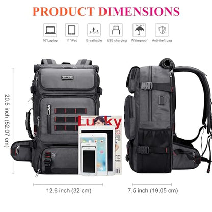 WITZMAN Carry on Travel Backpack for Men Duffle Bag Fits 16" Laptop | Nylon 3 in 1 Luggage Duffle Bag with USB Charging Port, Shoe Compartment, For Weekend Getaway, Overnight Trip, B682 Grey - color: 03.silvery Grey