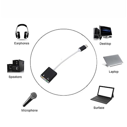 RiToEasysports USB C Microphone Adapter Aluminum Alloy Type C Sound Card 7.1 Channel External USB Sound Card Plug and Play 3.5mm Audio Output for Laptop Desktop Gaming