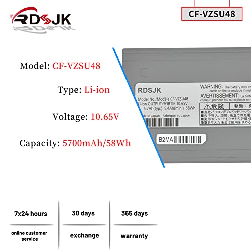 CF-VZSU48 CF-VZSU48U Battery Compatible Panasonic Toughbook CF19 CF-19 MK1 MK2 MK3 MK4 MK5 MK6 MK7 MK8 Series CFVZSU48 CF-VZSU28 CF-VZSU50 CF-VZSU50U CF-VZSU58U CF-VZSU48R 10.65V 58Wh