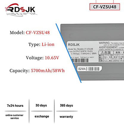 CF-VZSU48 CF-VZSU48U Battery Compatible Panasonic Toughbook CF19 CF-19 MK1 MK2 MK3 MK4 MK5 MK6 MK7 MK8 Series CFVZSU48 CF-VZSU28 CF-VZSU50 CF-VZSU50U CF-VZSU58U CF-VZSU48R 10.65V 58Wh
