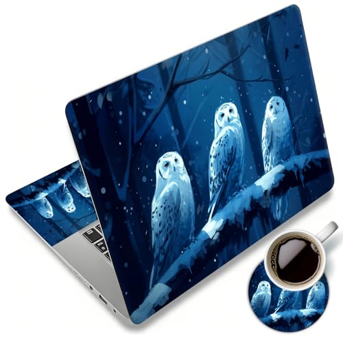 Laptop Skin Sticker Decal 12"-15.6" Universal Laptop/Notebook/Netbook Vinyl - Waterproof Scratch Resistant,Fits HP Dell Lenovo MacBook,2 Free Wrist Pads,Easy Apply & Remove,Cute Cartoon Owl - color: Cute Cartoon Owl