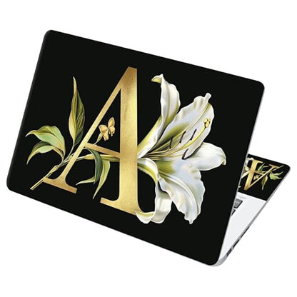 Universal Laptop Skin Sticker with 2 Wrist Pad Decals, 3-Piece Removable Vinyl Laptop Cover, Letter A Waterproof Anti-Scratch, Easy-Trim Fit for 13.3" 14" 15.6" Laptops - color: Letter A
