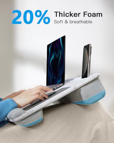 HUANUO Lap Desk - Fits up to 17 inches Laptop Desk, Built in Mouse Pad & Wrist Pad for Notebook, Laptop, Tablet, Lap Stand with Tablet, Pen & Phone Holder, Marbling, HNLD3M - color: Marbling
