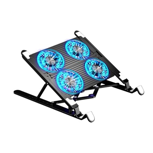 Laptop Cooling Stand – Adjustable, Folding Base | Four Fans Heat Dissipation Pad, Portable Notebook Holder for Computers, Office Laptops, Study Workstations, and Long Hour Performance - color: Four fan model
