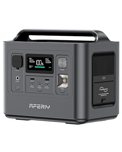 AFERIY Portable Power Station 800W(1600W Peak) Output, With Bidirectional Inversio, 512Wh LiFePO4 Battery, 10ms UPS Pure Sine Wave 200W Max Solar Input Generator for Camping, CPAP, Emergency - color: B