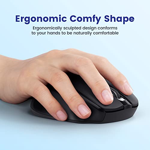 Wireless Mouse, 2.4G Comfortable Wireless Computer Mouse for Laptop, 5 Adjustable 2400 DPI with 6 Buttons, 18 Months Battery Life Mouse for Laptop PC Mac Computer Chromebook MacBook - Black