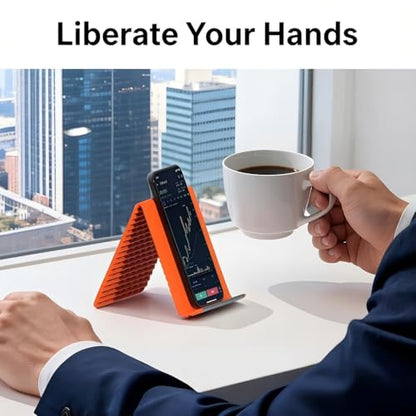 Foldable Stand with Inner Aluminum Sheet, Compatible with Phones, Tablets, and Laptops (Orange) - color: orange