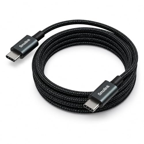 USB C to USB C Cable 9FT, 60W Braided Type C Fast Charging Cord with Zinc Alloy Connector, Durable USB C Charger Cable for iPhone 15/16, Samsung Galaxy, iPad Pro, MacBook, Laptop (Black-9Ft)