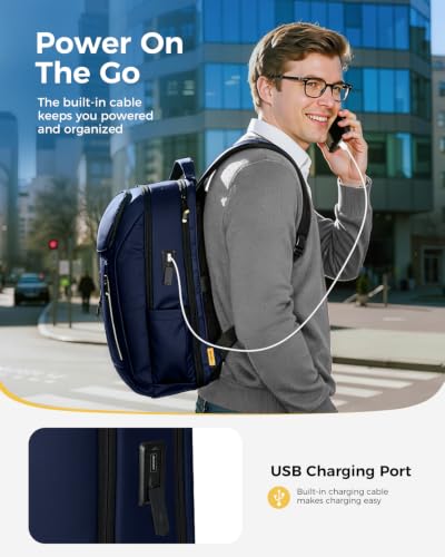 Laptop Backpack 17.3 Inch Business Travel Backpack with USB Charging Port, Durable Lightweight Anti-Theft Work Computer Bag with Laptop Compartment, Blue - color: Blue
