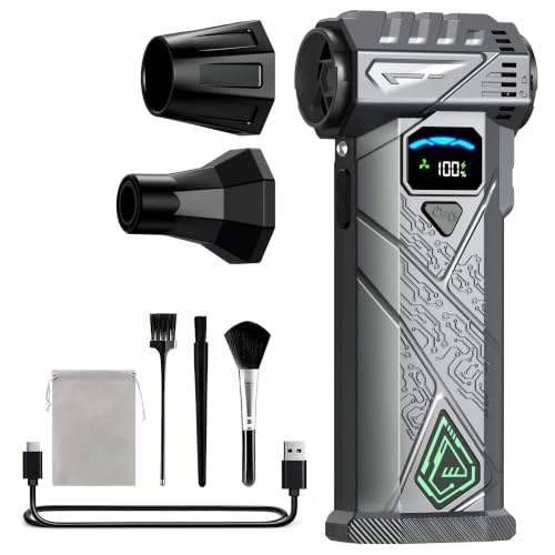 Compressed Air Duster, 130000RPM Electric Air Duster with Smart LED Display, Stepless Speed Control, Fast Charging 8000mAh Rechargeable Air Blower for PC Keyboard, Car and Home Cleaning - color: Gray