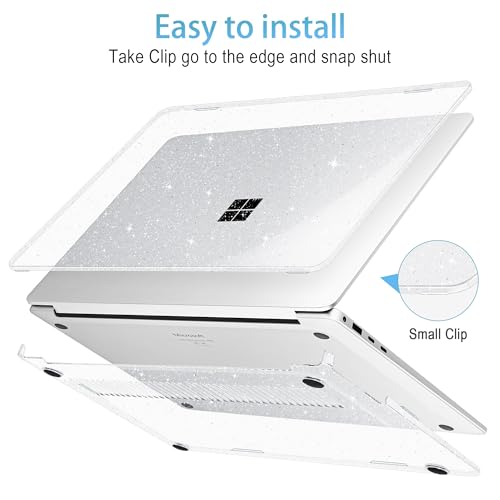 Mektron Glitter Case for 13.8" Microsoft Surface Laptop 8 2026 Fits Surface Laptop 13.8 Inch 7 2024 Cover (Model: 2036),Keyboard Cover +Screen Protector +Dust Plugs, Sparkly Clear - color: Sparkly Clear