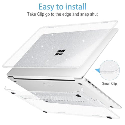Mektron Glitter Case for 13.8" Microsoft Surface Laptop 8 2026 Fits Surface Laptop 13.8 Inch 7 2024 Cover (Model: 2036),Keyboard Cover +Screen Protector +Dust Plugs, Sparkly Clear - color: Sparkly Clear