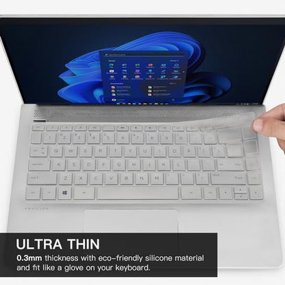 Keyboard Cover for HP 14 Laptop & HP Pavilion x360 14 14-dq 14-fq 14m-ba/cd/dh, HP Ultrabook 14, 14-CF 14-dq0040nr 14-dq0052dx 14-dq0762dx dq0760dx 14-dq5043cl 14-dq0055dx 14-fq1025nr/fq0033dx -Clear - color: Clear