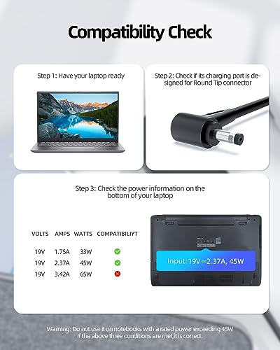 45W AC Charger Fit for Asus Vivobook E410MA E410M E410 E510MA E510M E510 E210MA E210M E210 E201NA TP401MA TP401CA TP401NA Power Supply Cord