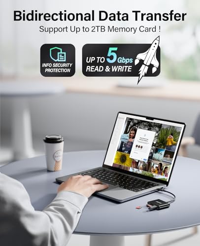 HICOBER USB C SD Card Reader, 3-in-1 for Laptop, Phone, Tablet, Black - color: Black