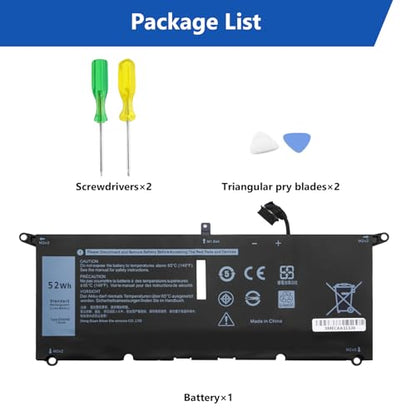 DJW DXGH8 52W Laptop Battery Replacement for Dell XPS 13 9380 9370 2019 7390 Series Vostro 5390 5391 Series Inspiron 7390 2-in-1 7391 2-in-1 Series H754V 0H754V 0V48RM V48RM HK6N5 P113G001 P114G001 - size: DXGH8