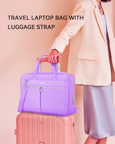 Ferkurn Laptop Bag Case Women Men Computer Bag Compatible with MacBook/HP/LG/Dell, Shoulder Strap Slim Carrying Messenger Briefcase, Purple, 17-17.3 Inch - color: Purple, size: 17-17.3 inch