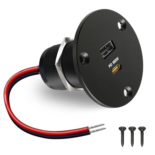 118W RV USB Outlet, 100W PD3.0 Type-C Laptop 12V USB C Charger | 100W+18W Fast charging, PD3.0+QC3.0, All Aluminum Design, Cigarette Lighter Replacement, For RV Boat Truck Van Car Camper - color: 1 Pcs