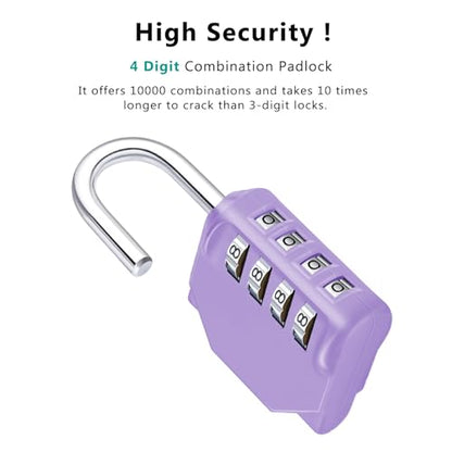 ZHEGE Combination Lock, 4 Digit Combination Padlock, Gym Lock (Purple) | School Lock, Outdoor Use - color: 1P, Purple, size: 1P