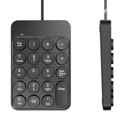 Corded Number Pad Numeric Keypad 19 Keys USB Numpad Portable Financial Accounting Keyboard for Laptop/Computer/Notebook Numeric Keypad