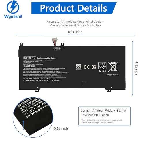 CP03XL Battery for HP Spectre X360 13 13-ae0xx 13-ae013dx 13-ae014dx 13-ae011dx 13-ae012dx 13-ae000 13-ae049ng 13-ae040ng 13-ae006no 13-ae001ng Series 929066-421 929072-855 CPO3XL CP03060XL HSTNN-LB8E - size: CP03XL