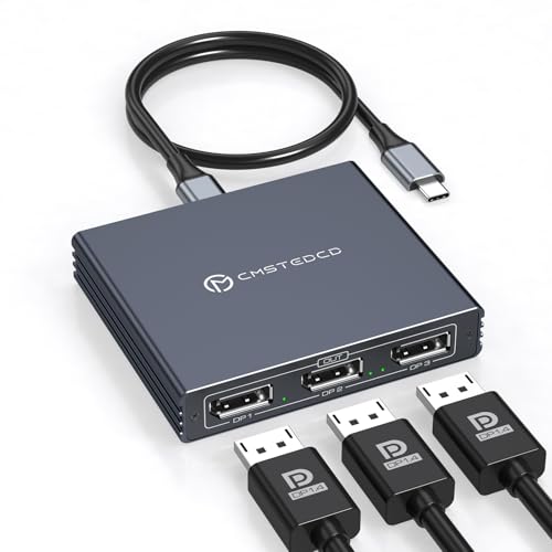 USB C to DisplayPort Splitter 4K@60Hz DisplayPort MST Hub for Triple Monitors with 100W PD Supports Extended Mirror Mode (Mac OS Only Mirror) Compatible with Thunderbolt 3/4/5 Laptops Windows