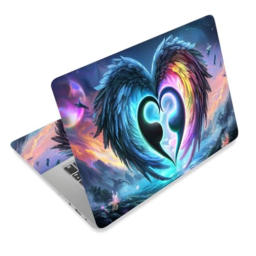 Laptop Skin Sticker Decal for 12 13 13.3 14 15 15.6 in, Universal Vinyl Waterresistant Protector Cover for Notebook PC Netbook, Computer Decor for Women Girls Angel Heart Wings - color: Angel Heart Wings