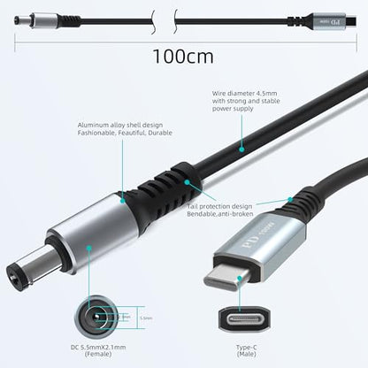 HIEbee for Starlink Mini USB C to DC Power Cable, Starlink Mini USB C Cable for 65W+ PD Power Bank, Max Power 100W, Small and Portable Starlink Mini Cable Kit - size: 3.3FT