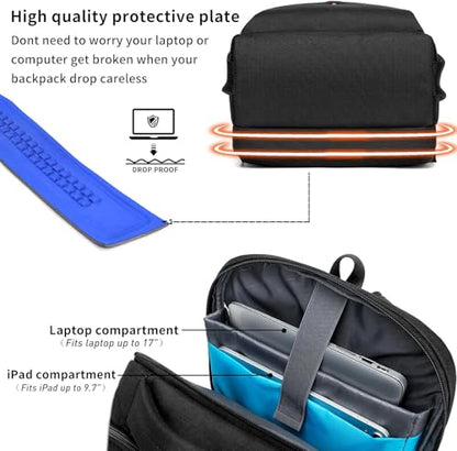 17 Inch Laptop Backpack for Travel Water Resistant College Backpack for Men/Women Laptop Bag with USB Charging Port, Pink - color: Pink
