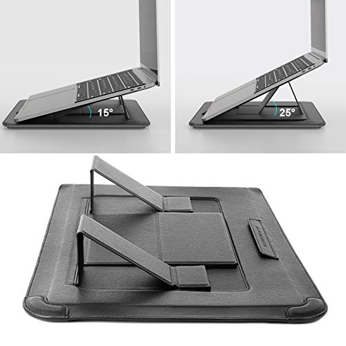 Nillkin Laptop Sleeve 15.6 inch (3-in-1), MacBook Sleeve with Adjustable Stand & Mouse Pad, 2 Stand Modes, 15 inch Laptop Case, Slim MacBook Accessories for Samsung/Surface/Chromebook 13-15.6'', Gray - color: Gray
