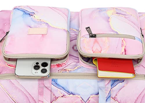 Laptop Shoulder Bag15.6inch women men Waterproof 16inch Computer Bags Women Business Office Work Bag Briefcase 14 inch case - color: Pink Marble