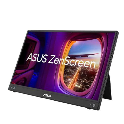 ASUS ZenScreen MB16AHV 15.6 Inch 1080p Portable Monitor | Kickstand, Anti-Glare, Blue Light Filter, Mini HDMI, Tripod mountable, Protective Sleeve, Travel Display for MacBook and PC - style: 16" Kickstand