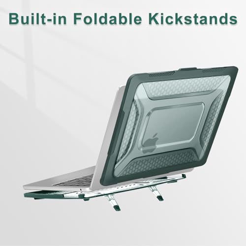 MOSISO Compatible with MacBook Air 13 inch Case M5 M4 M3 M2, Emerald Green | 2 in 1 Kit Honeycomb Shock Resistant Hard Case with Foldable Kickstand for MacBook Air 13.6 2026-2022 A3449 A3240 A3113 A2681 - color: Emerald Green