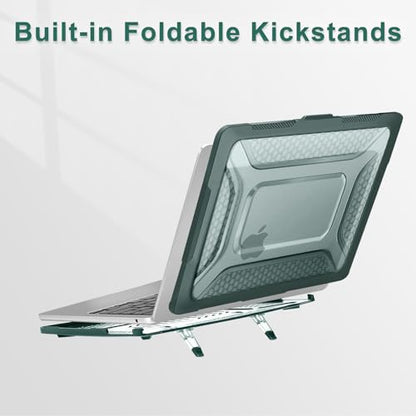 MOSISO Compatible with MacBook Air 13 inch Case M5 M4 M3 M2, Emerald Green | 2 in 1 Kit Honeycomb Shock Resistant Hard Case with Foldable Kickstand for MacBook Air 13.6 2026-2022 A3449 A3240 A3113 A2681 - color: Emerald Green