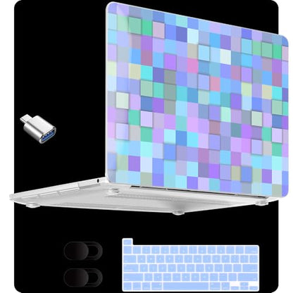 MEEgoodo for M2 MacBook Pro 13 inch Case 2022 2021 2020,Crystal Cover Fit Model A2338 M2/M1 A2251 A2289,Clear Case for 13.3-inch Laptop,Hard Shell for MacBook Pro M2, Light Blue Mosaic - color: Light Blue Mosaic