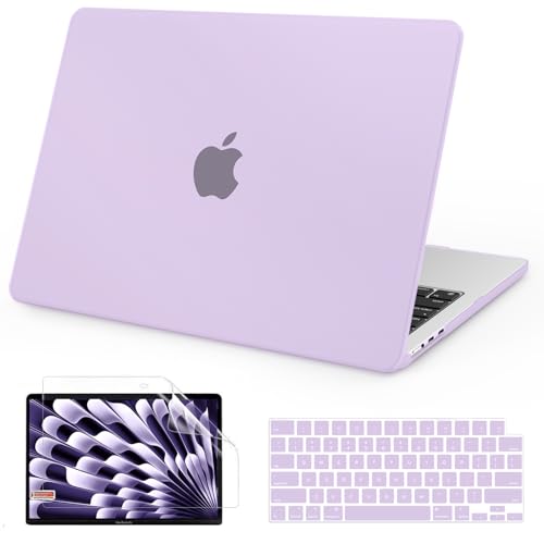 AKIT Compatible with MacBook Air 13 inch Case 2026 2025-2022 M5/M4/M3/M2 A3449 A3240 A3113 A2681, Slim Matte Plastic Hard Shell Case+Screen Protector+Keyboard Cover for MacBook Air 13.6 inch, Violet - color: Violet