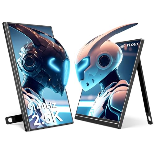 Veout 2.5K Portable Gaming Monitor with 144hz in 4 Colors - V1 Pro, 16inch 2560*1600 IPS Travel External Screen with FreeSync, Dual USB-C & Mini HDMI Second Display for Laptop/MacBook/PS5/Xbox/Switch - color: V1Pro-Black, size: 16 inch