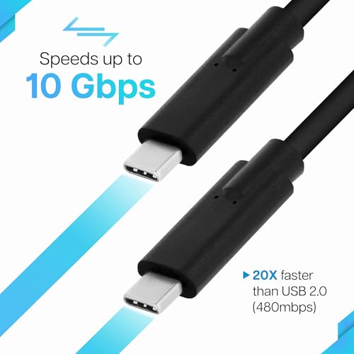 VisionTek USB-C Cable USB 3.1 Gen 2 (6.6ft) - 100W 10Gbps, DP Alt Mode | 100W Power Delivery Fast Charging, 10Gbps High-Speed Data Transfer, 4K 60Hz Video Output, Laptop, Tablet, Phone