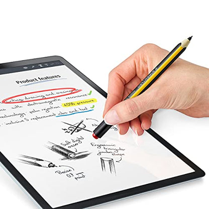 STAEDTLER Noris Jumbo Digital Stylus Pen with Eraser for Touchscreens: No Charging, Thick Triangular Barrel for Comfort, Works with Samsung Galaxy Tab, Kindle Scribe & More, Replacement Nibs & Tool