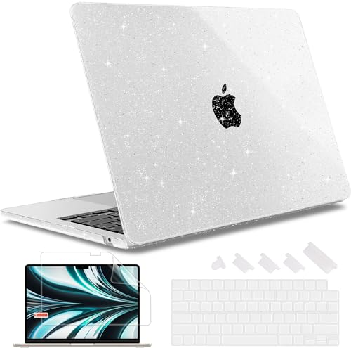 May Chen Case for MacBook Air 13/13.6-inch (M5/M4/M3/M2, 2022-2026 Models A3449 A3240 A3113 A2681), Lightweight | Closes Seamlessly | Ideal for Work Hard Shell Case, Clear Glitter - color: Clear Glitter