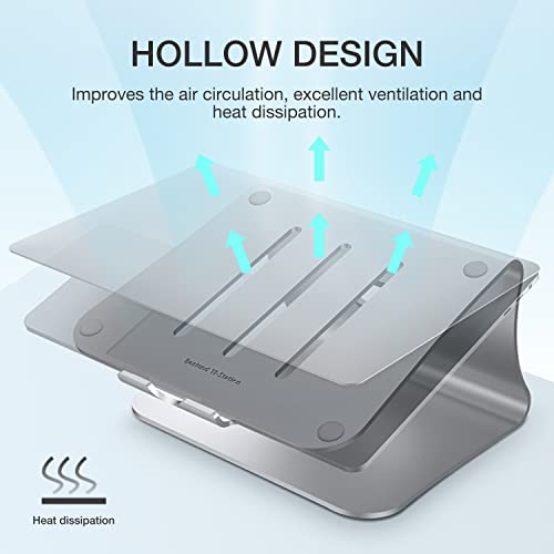 Laptop Stand, Aluminum Notebook Holder Riser Heat-Vent for MacBook Air/Pro, Dell, HP, Lenovo, Microsoft Surface, Samsung 11-16 inches Notebook (Space Silver) - color: Space Silver
