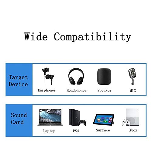 USB to 3.5mm Headphone Jack Audio Adapter, Support USB to TRRS 4-Pole 3.5 aux Port Headset, External Stereo Sound Card for PC, Laptop, PS4,Mac etc (0.6 Feet, Blue) - color: Blue