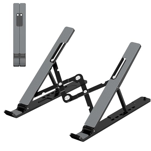 Adjustable Laptop Stand, Portable Laptop Riser for Desk | ABS+Silicone Foldable Ventilated Cooling Notebook Holder Stand for 10-15.6” Laptops, Tablets