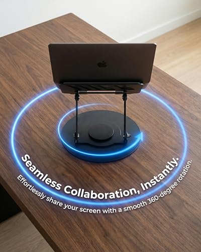 Compatible 360° Rotating Adjustable Laptop Stand, Fully Foldable Dual Rotary Shaft Laptop Riser Portable Standing Desk, Fits MacBook & All 10-15 Inch Laptops - Black - color: Black, size: 9.06 IN