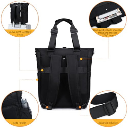 mygreen Tokyo Tote Messenger Backpack Convertible Tote Bag and Backpack, Fits 15.6" Laptop - color: Black-216