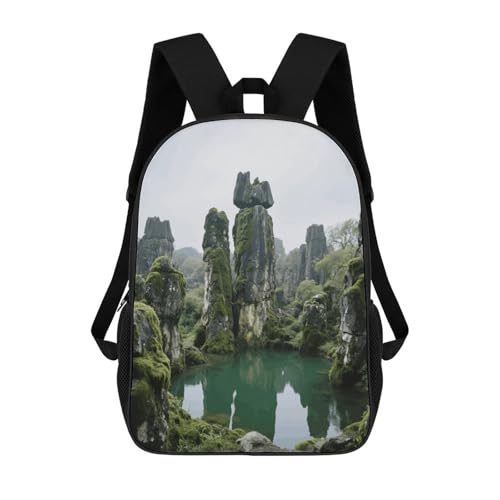 17 Inch Stone Forest Laptop Backpack for Men Women Waterproof Lightweight Travel Backpack Commuter Bag Large Capacity Casual Daypack for Business Trip & Outdoor